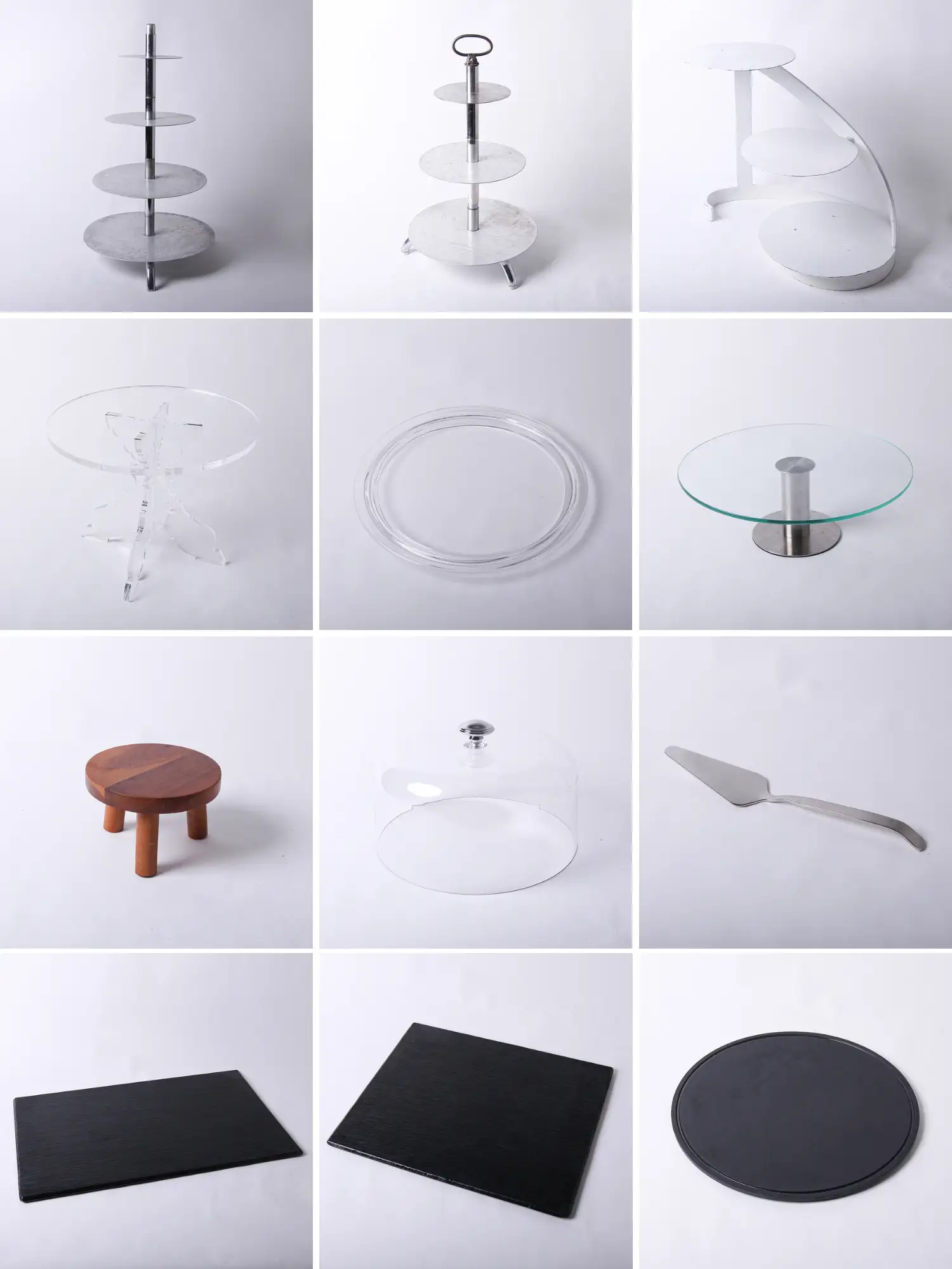 Vuokrattavat kakkutelineet ja tarjoiluastiat