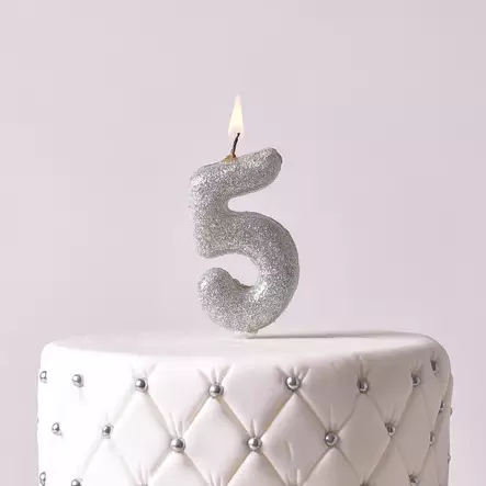 NUMEROKYNTTILÄ HOPEA GLITTER - Kakkukynttilät - 0024 - 2