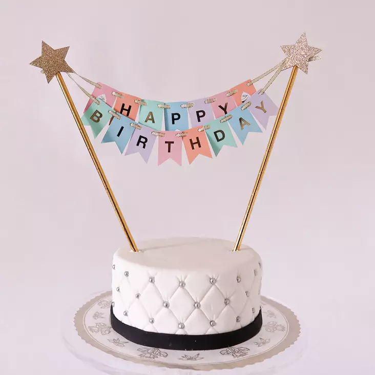 HAPPY BIRTHDAY VIIRI-KAKUN KORISTE - Valmiit kakkukoristeet - 0048 - 1