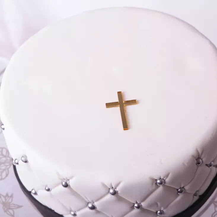 KULTAINEN RISTI-KAKUN KORISTE - Valmiit kakkukoristeet - 0039 - 1